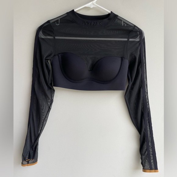 Adidas x Ivy Park - Drip 2.2 Long Sleeve Mesh Crop in Black - Picture 5 of 10